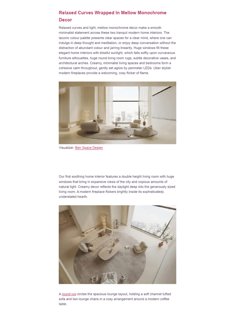 Mellow Monochrome Curved Decor Ideas | PDF | Interior Design | Bedroom