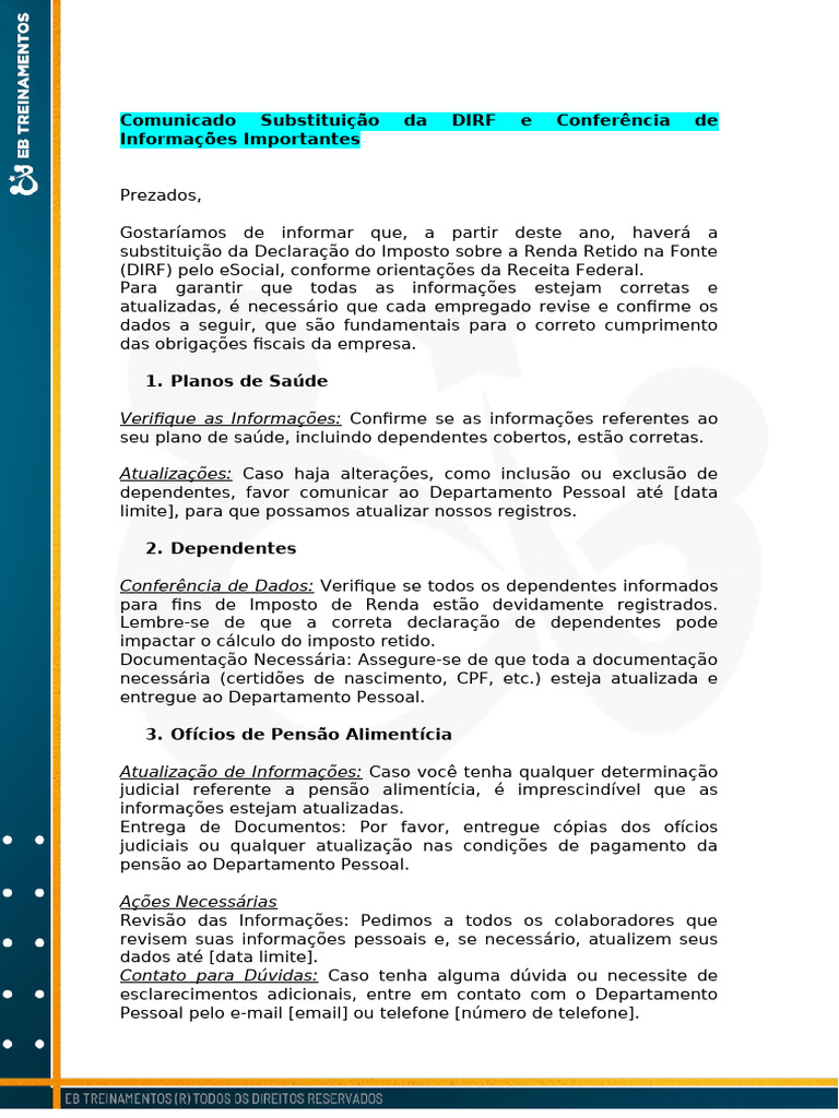 Atualização da DIRF e Informações Fiscais | PDF