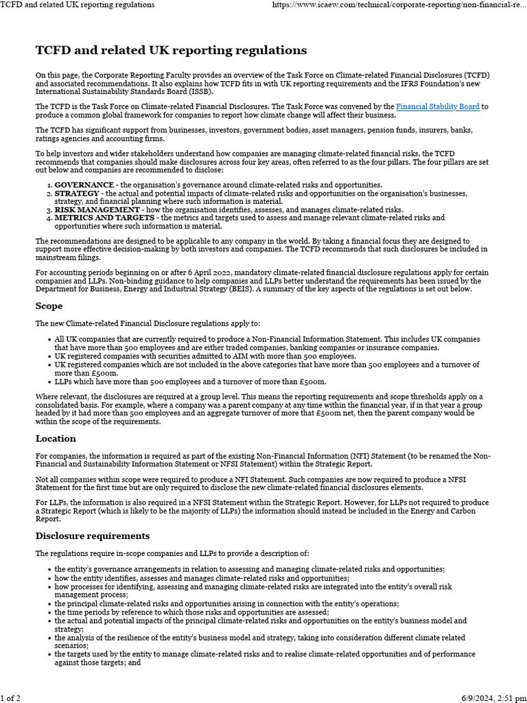 TCFD Compliance and UK Reporting Guide | PDF | Risk | Economies