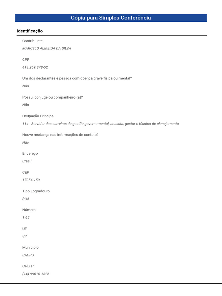 Resumo Da Declaracao 41326987852 | PDF