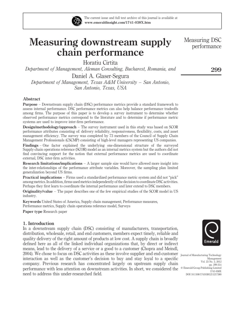 Downstream Supply Chain Metrics Analysis | PDF | Supply Chain ...