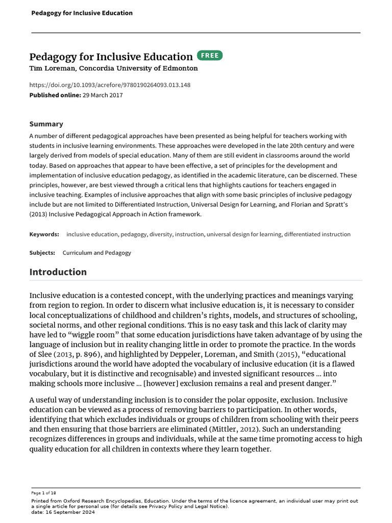 Inclusive Pedagogy for Diverse Classrooms | PDF | Pedagogy | Inclusion ...