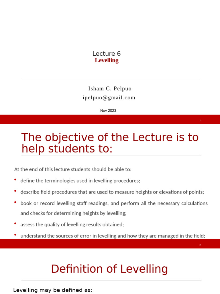 Lecture 6 Levelling Pdf