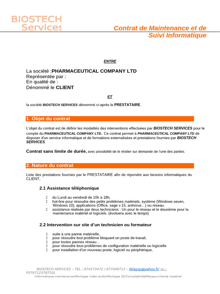 Contrat de Maintenance Informatique | PDF | Logiciel | Informatique