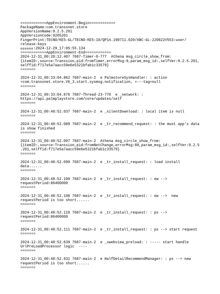 App Environment Log for Transsnet Store | PDF | Computing | Software