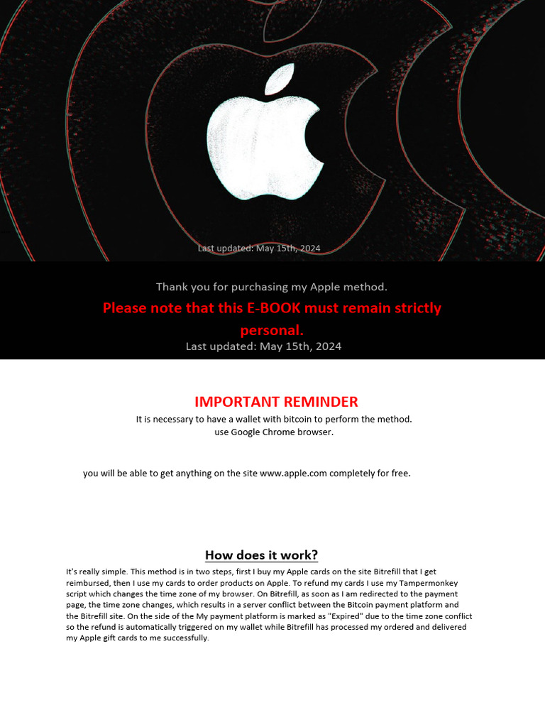 Apple Method 2024 | PDF | Bitcoin | Payments