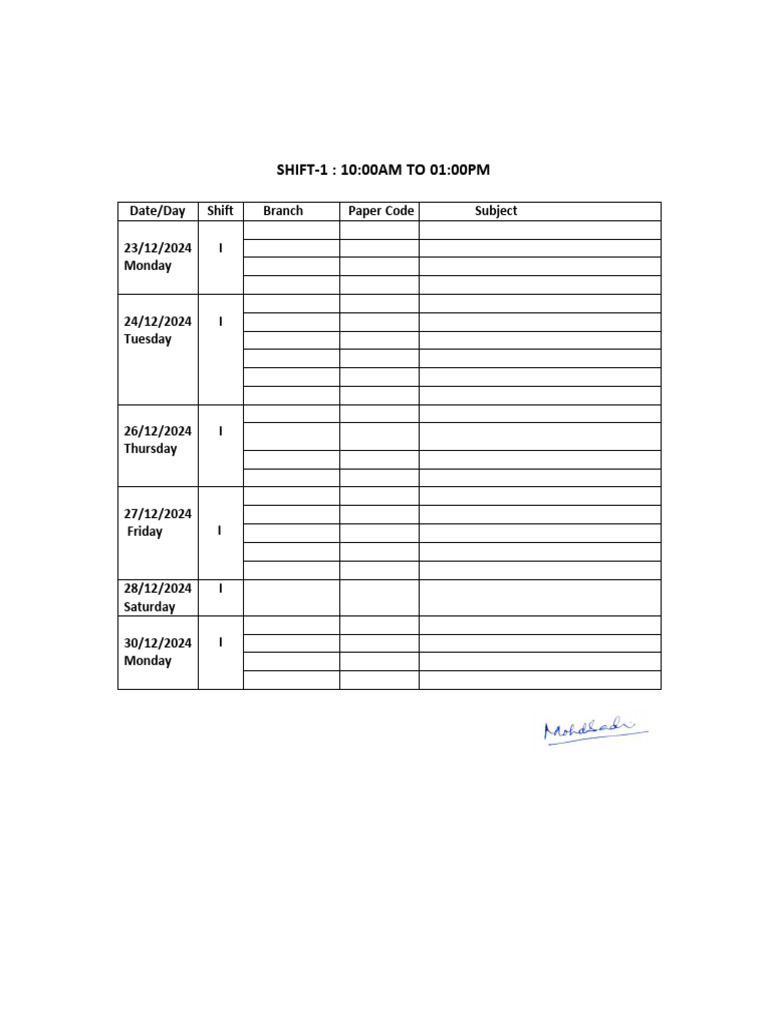 2024-25 B.Tech Exam Schedule - Meerut | PDF | Computing | Computer Science
