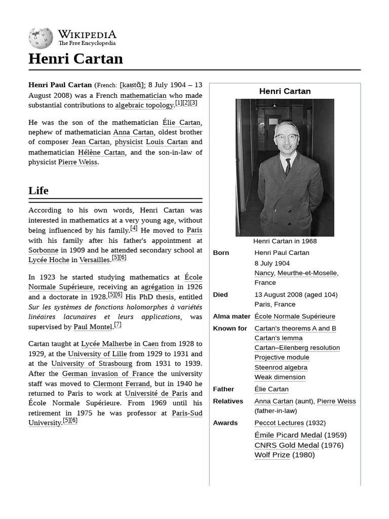 Henri Cartan | PDF | Geometry | Topology