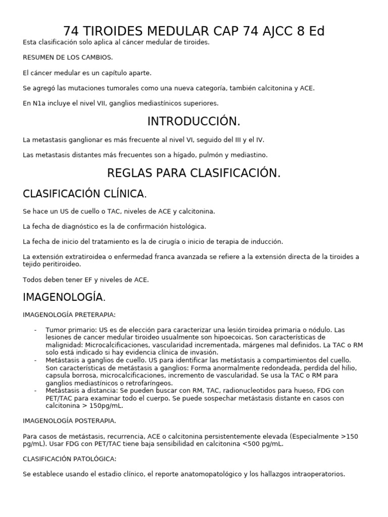 74 TIROIDES MEDULAR CAP 74 AJCC 8 Ed | PDF | Metástasis | Cáncer