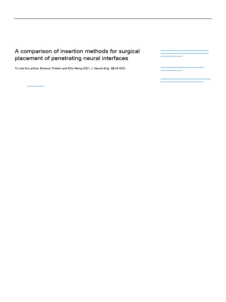 Insertion Methods for Neural Interfaces | PDF | Electroencephalography ...