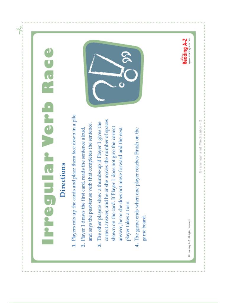Irregular Verb Race Game Instructions | PDF | Linguistic Typology ...