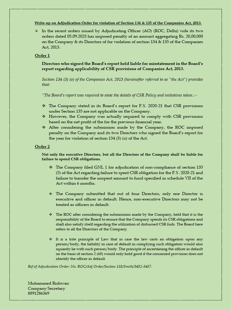 Adjudication Orders on Sections 134 & 135 | PDF | Justice | Crime ...