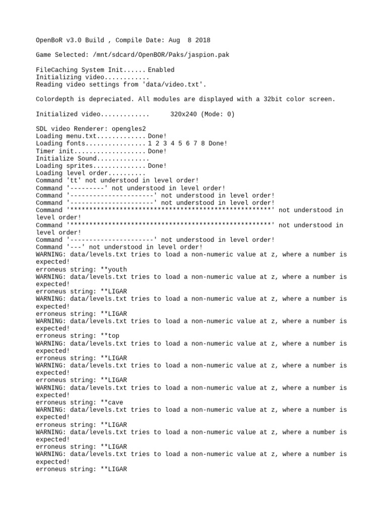 Jaspion OpenBoR Game Setup Logs | PDF | Text File | Computer File