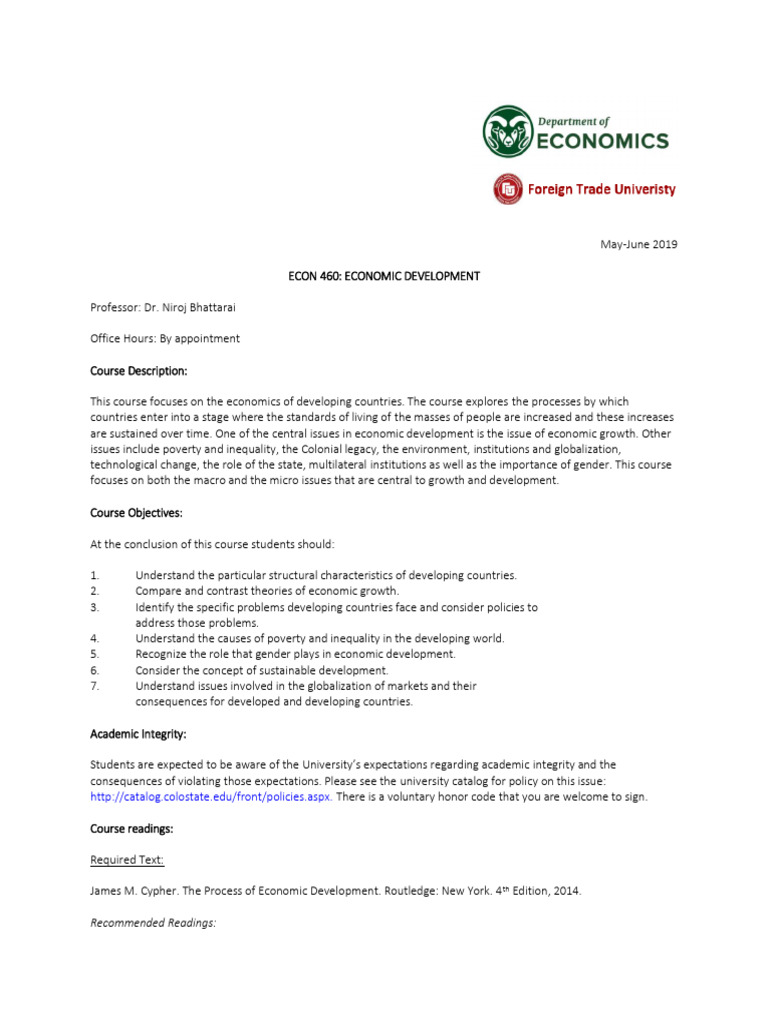 Economic Development Course Overview | PDF | Economic Growth | Economics