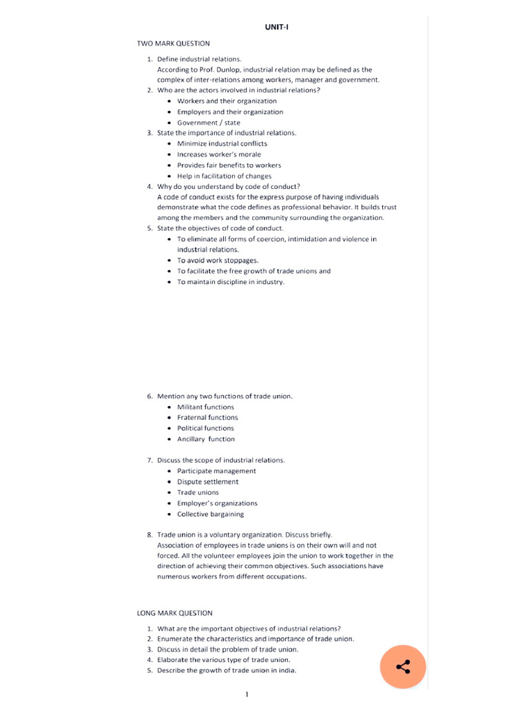 Unit 1 Two Marks Strategic Human Resource Management | PDF