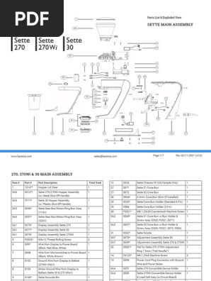 Sette Partslistandexploded v2 6 021821 | PDF | Screw