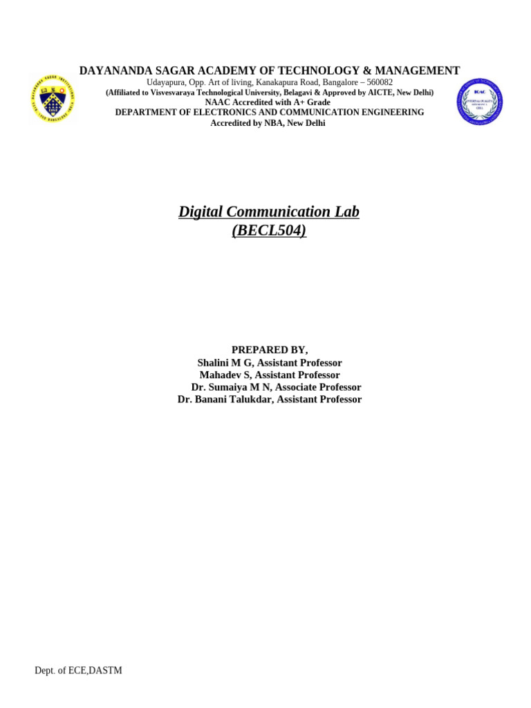 DC Lab Manual | PDF | Modulation | Telecommunications