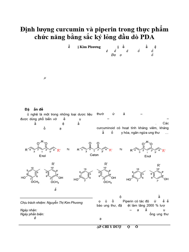 Determination of Curcumin and Piperin in Functional Food by HPLC-PDA | PDF