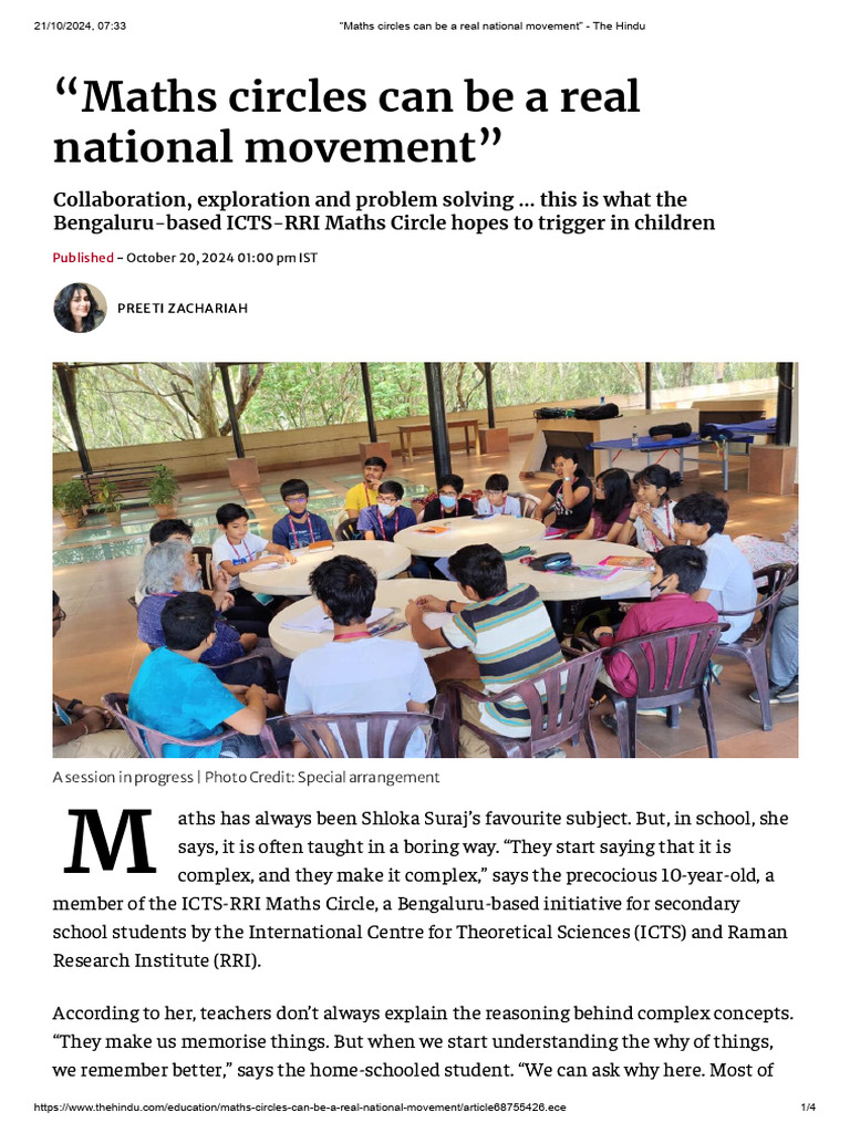 Bengaluru's Maths Circle Initiative | PDF | Mathematics | Creativity