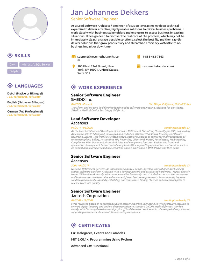 Senior Software Engineer Profile | PDF | Software | Computer Programming