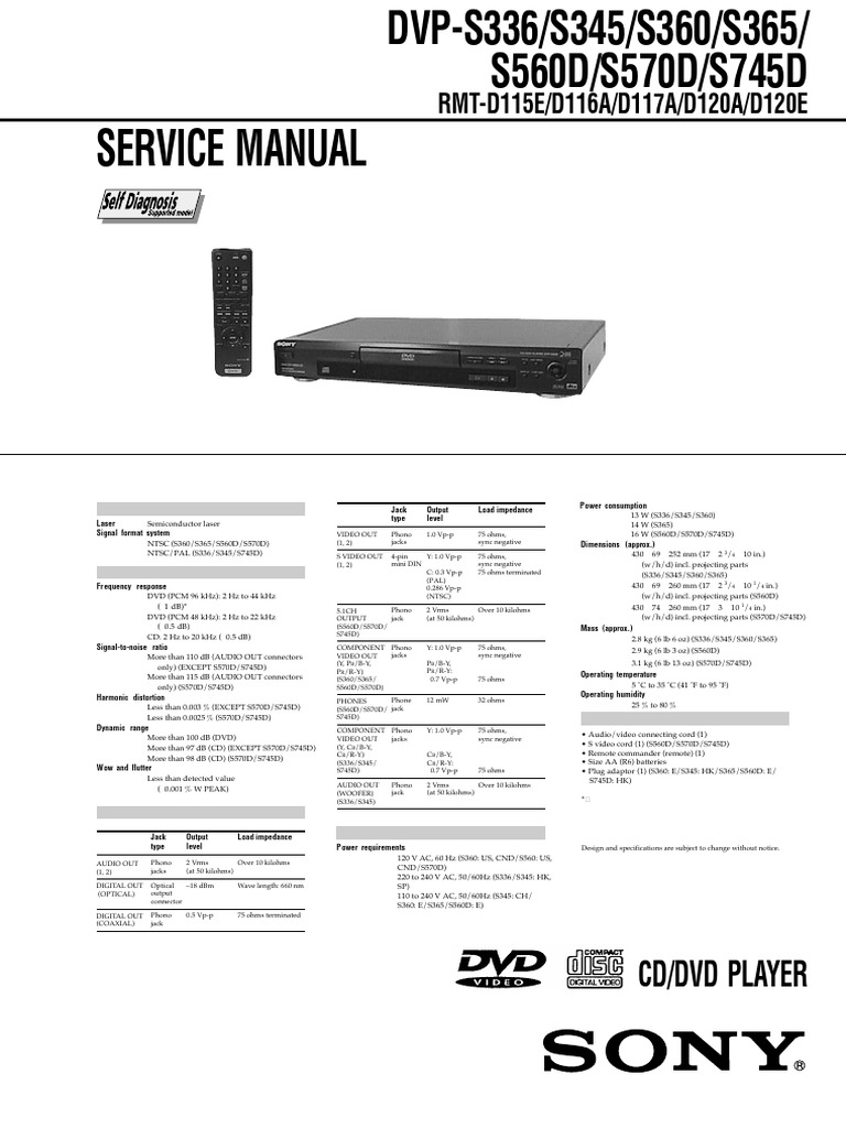 DVP-S360 Service Manual Overview | PDF | Electrical Engineering ...