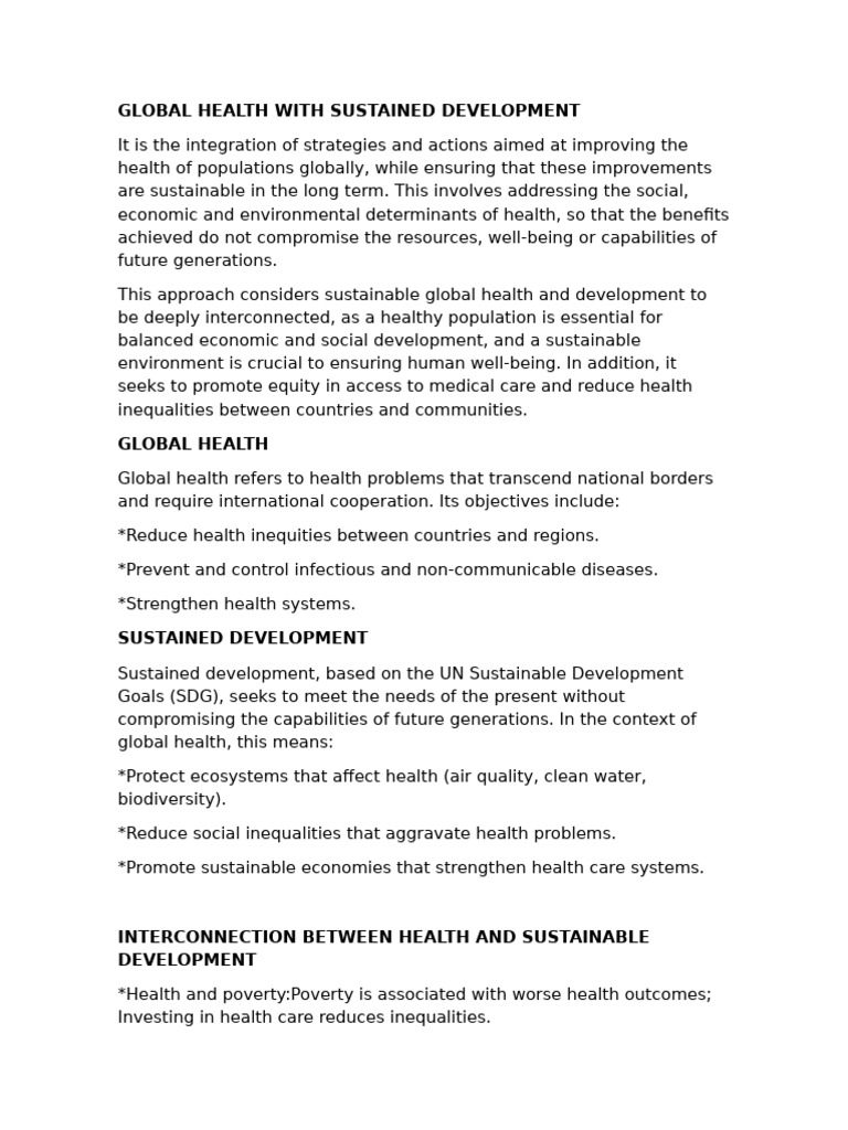 Sustained Development Proyecto Aula | PDF | Sustainability | Global Health
