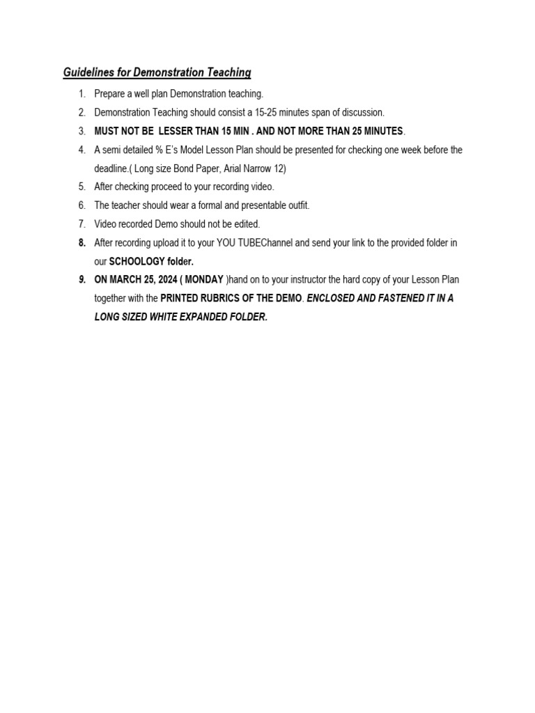 Guidelines For Demonstration Teaching Pdf
