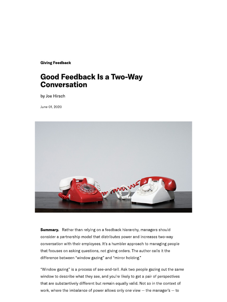 Good+Feedback+is+a+Two+Way+Conversation+ +HBR | PDF