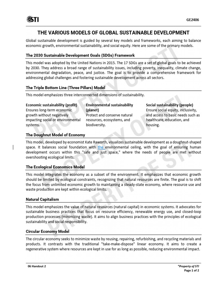 Models of Global Sustainable Development | PDF | Sustainability ...