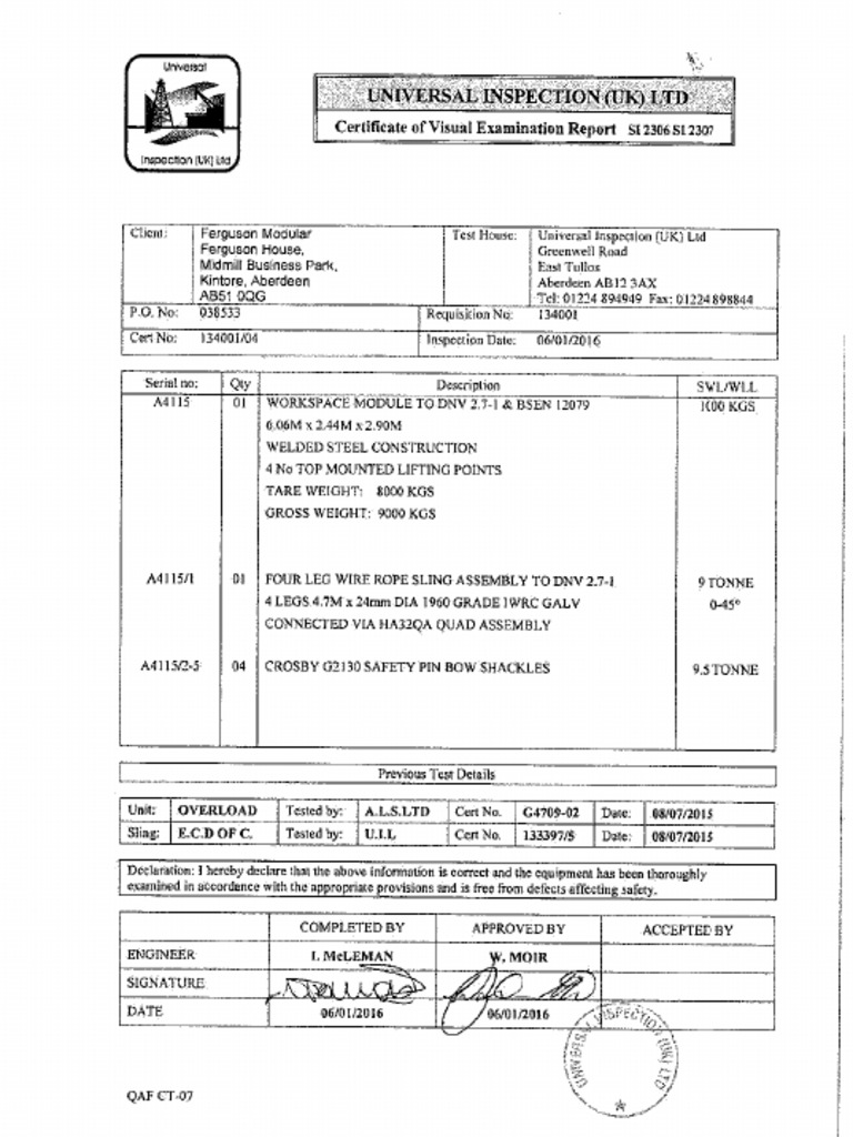 Through Inspection Report of Work Shop Container | PDF
