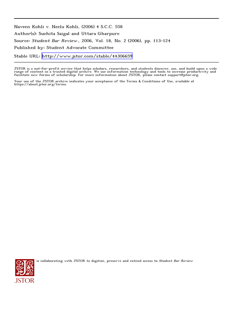 Article Review Naveen Kohli | PDF | Divorce | Marriage