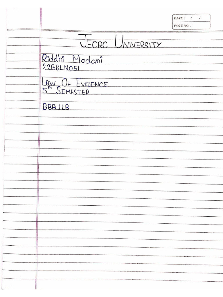 Law of Evidence Assignment 1 | PDF