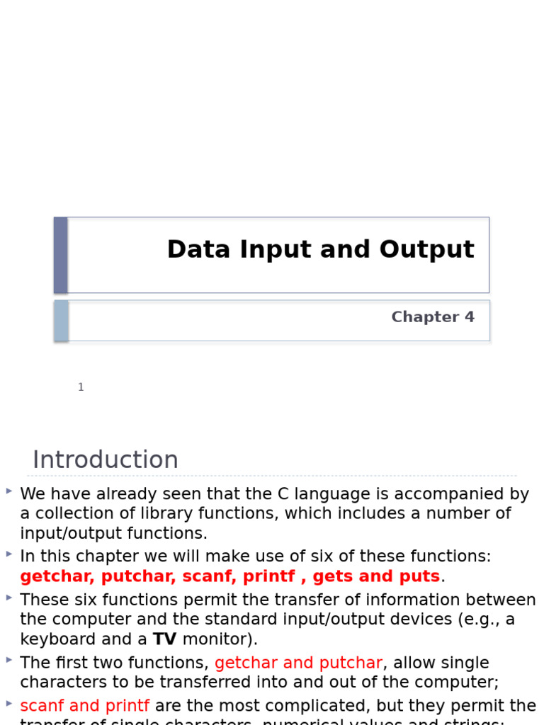 Chapter 4 Data Input and Output | PDF | Input/Output | String (Computer ...