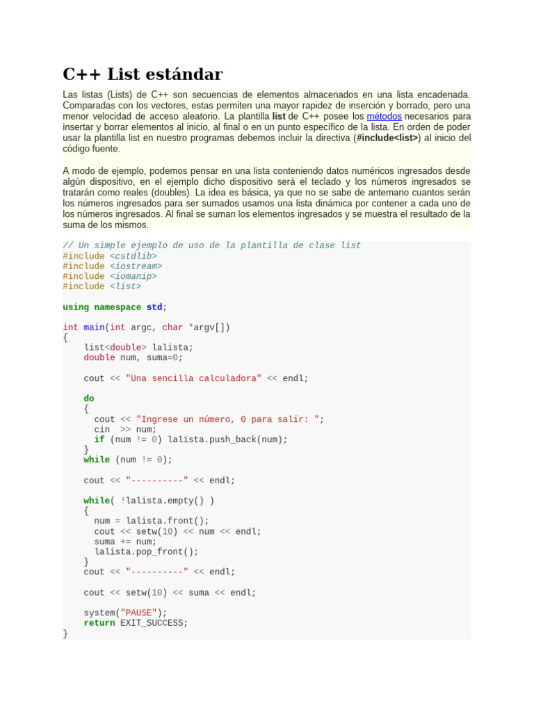 Listas en C++: Inserción, Borrado y Ordenamiento | PDF | C ...