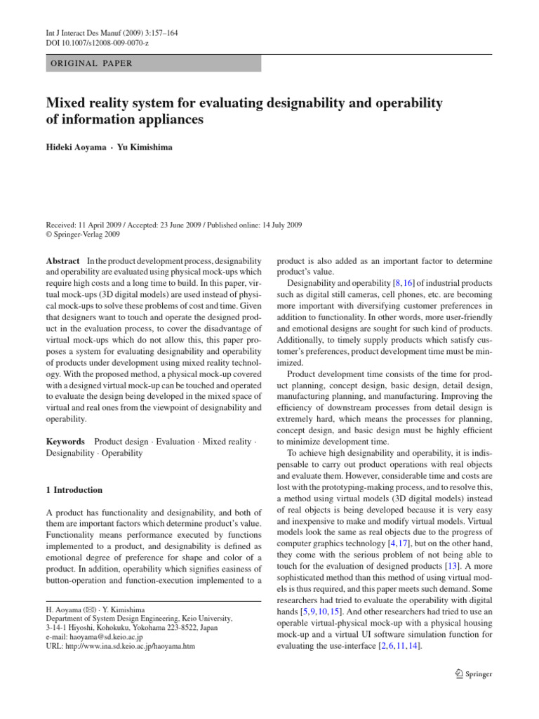 Mixed Reality for Product Design Evaluation | PDF | 3 D Modeling ...