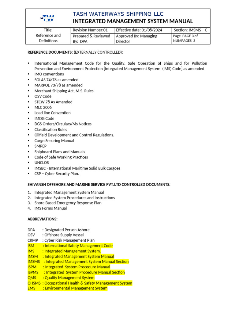 05 Imsms - C Reference Definitions | PDF | Risk | Risk Assessment