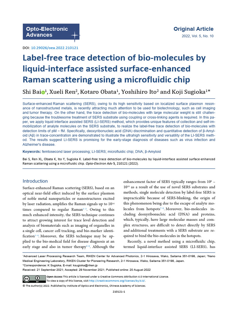 Label-Free Detection of Biomolecules via LI-SERS | PDF | Raman ...