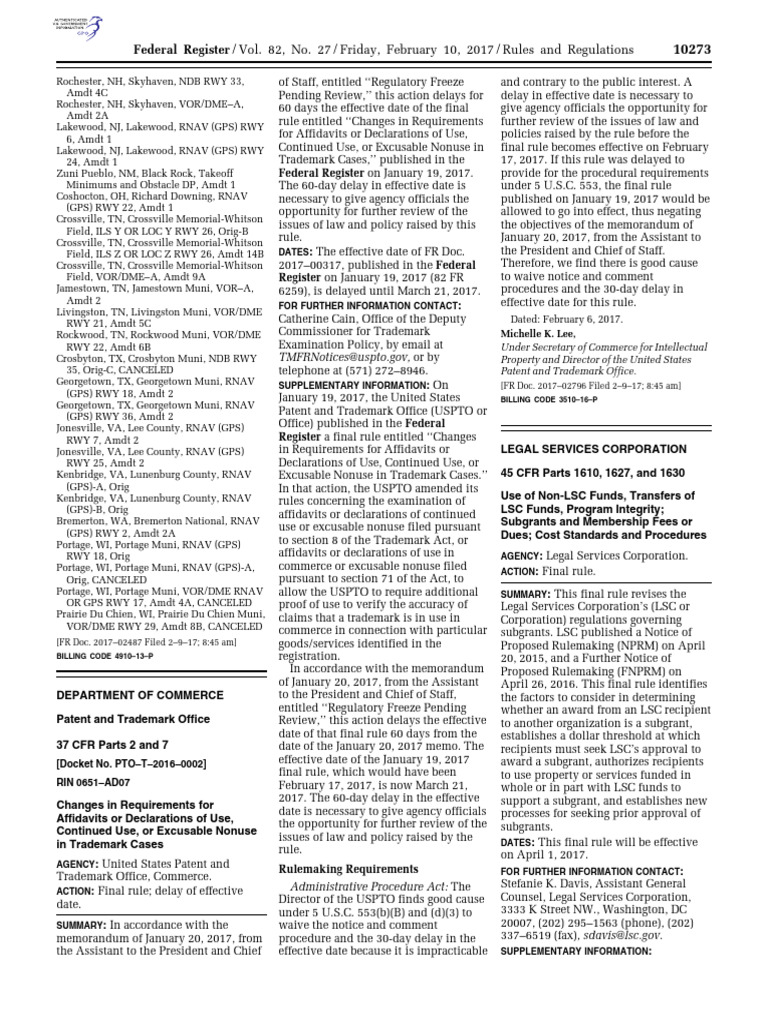 Federal Register / Vol. 82, No. 27 / Friday, February 10, 2017 / Rules ...