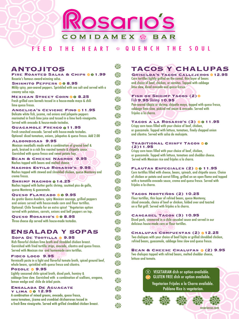 Rosarios Lunch Menu 7-24-23 | PDF | Mexican Cuisine | Taco