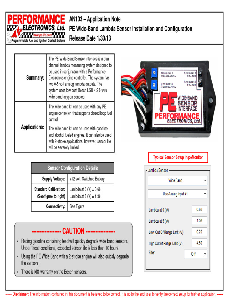 PE Wide-Band Lambda Sensor Setup Guide | PDF | Electrical Connector ...