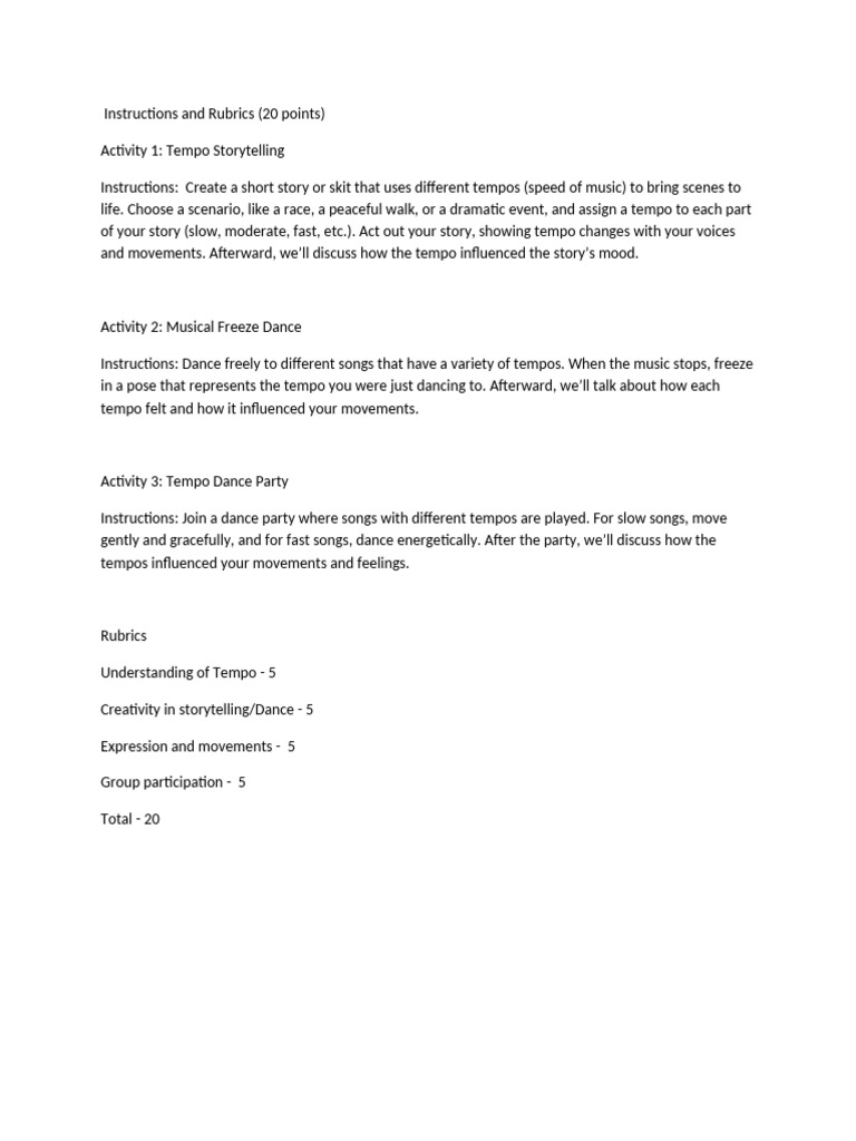 Music Activity Instructions | PDF
