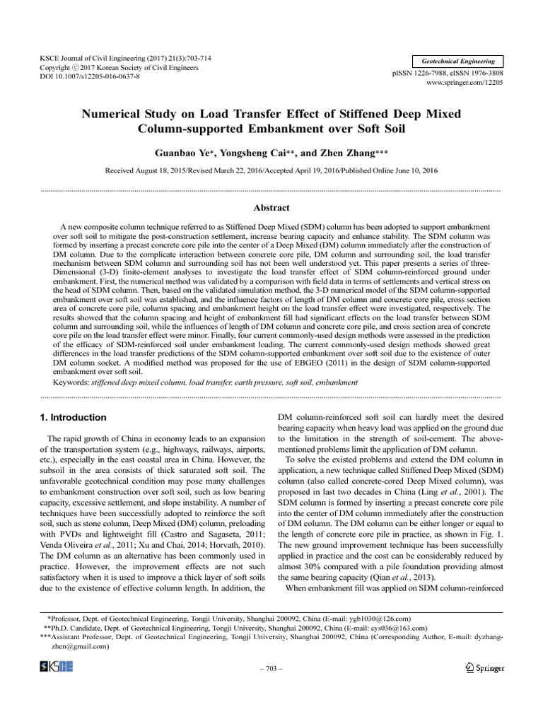 Numerical Study On Load Transfer Effect of Stiffened Deep Mixed Column ...