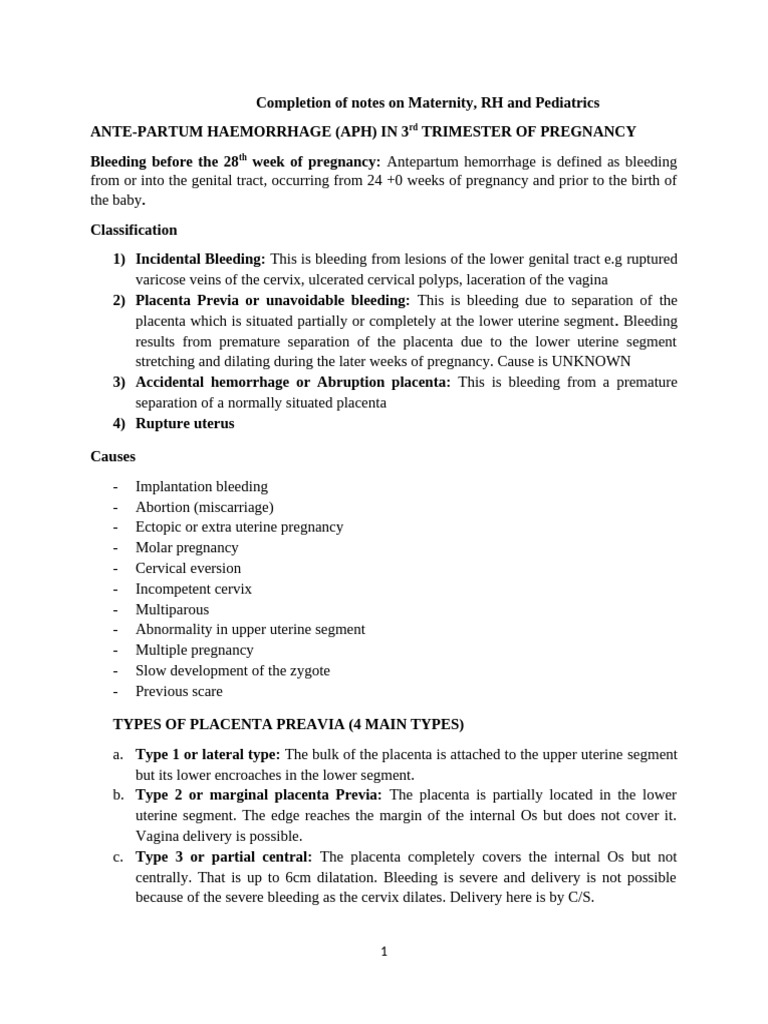 Revealed vs Concealed Hemorrhage in APH | PDF | Miscarriage | Uterus