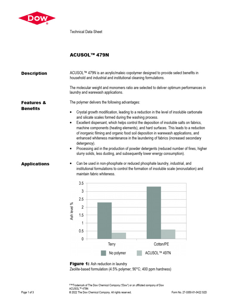 ACUSOL™ 479N: Polymer for Detergents | PDF | Polymers | Detergent