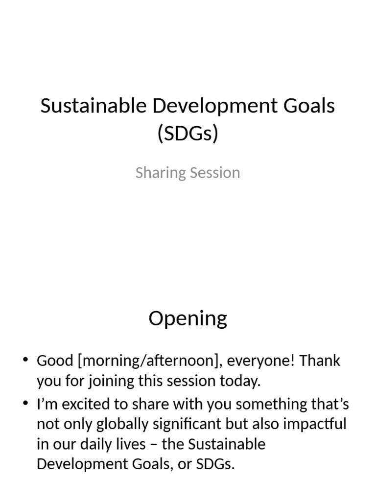 Sustainable Development Goals Presentation Pdf Sustainability