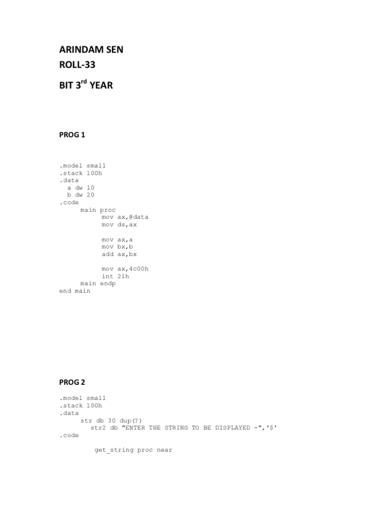 ASM Assignment 1 | PDF | Computer Programming | Areas Of Computer Science