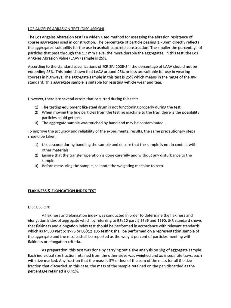 Los Angeles Abrasion & Aggregate Tests | PDF | Concrete | Construction ...