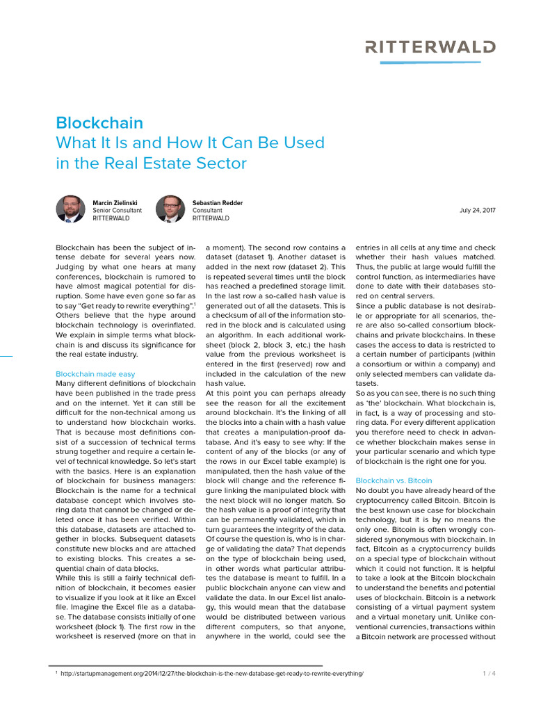 Understanding Blockchain in Real Estate | PDF | Bitcoin | Cryptocurrency