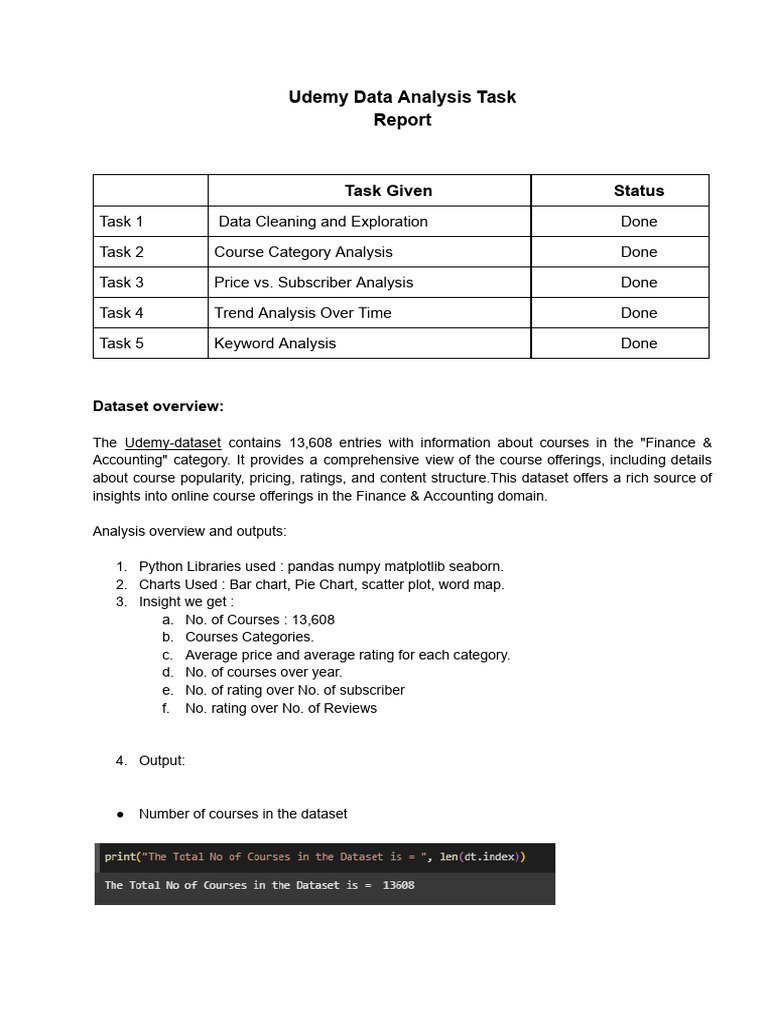 Udemy Finance Course Data Analysis | PDF
