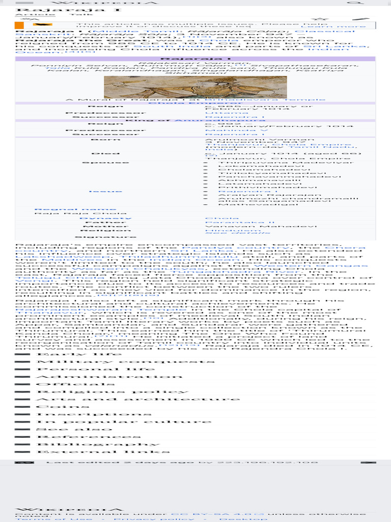 Rajaraja I - Wikipedia | PDF | South India | Tamils